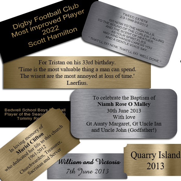 jewellers brass plaques with self adhesive backing tape