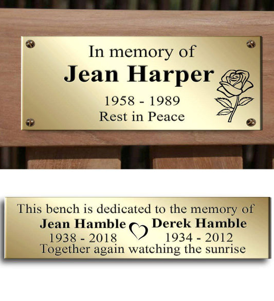 Memorial Plaque for Bench, Custom Engraved in Brass - The Engraving Store