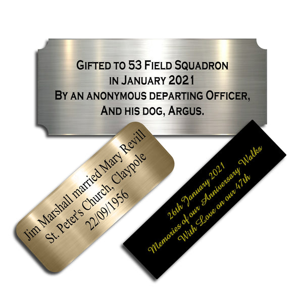 Jewellers Brass Plaques Custom Engraved