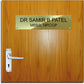 Doctor surgery name plaques made from brass